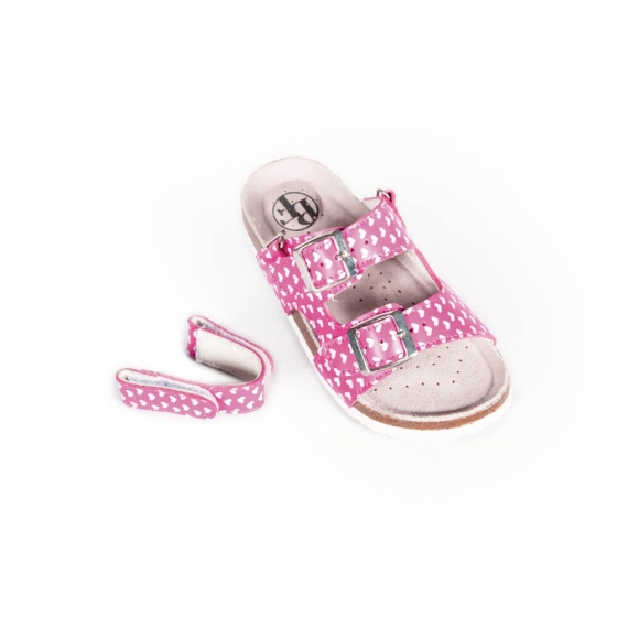 Dětské pantofle s odnímatelným páskem na patě růžové